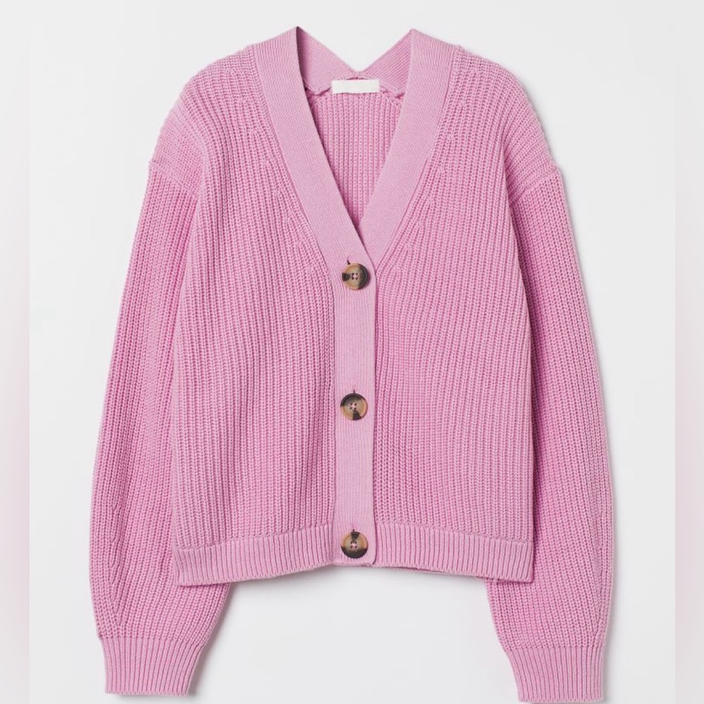 H&M rib knit pink cardigan